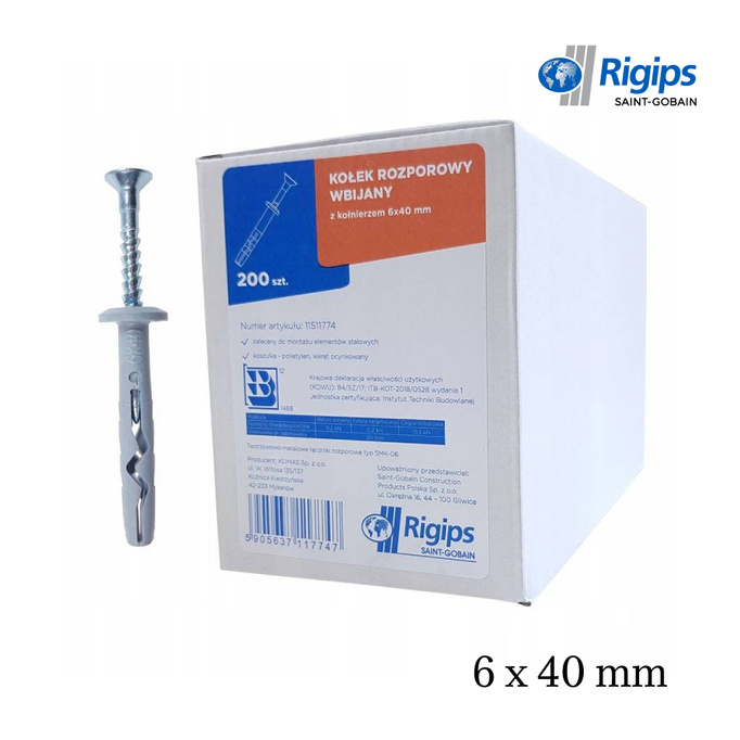 Rigips koláč kladivo s kapotou 6x40 mm 200 pcs