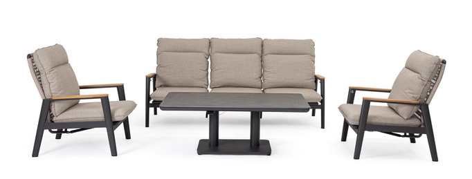 BOLZANO Sofa 3 osobowa Massimo aluminum beż | antracyt