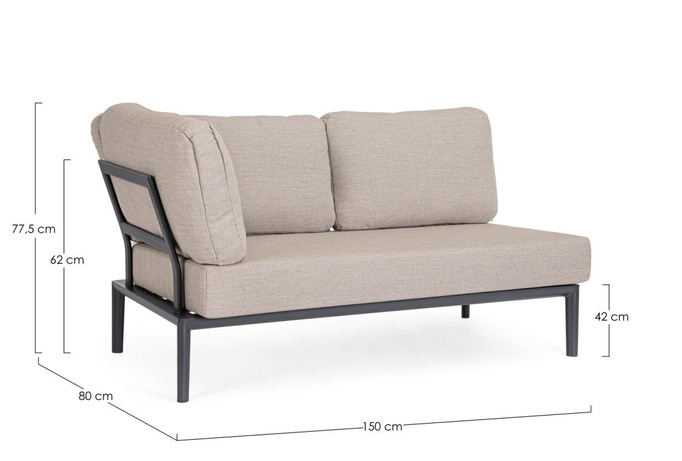Sofa narożnikowa BOLZANO Giacomo aluminium beż/antracyt
