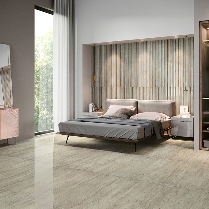 Płytka Serenissima Travertini Bianco Lux lappato 60x120 Imitacja kamienia  beżowy