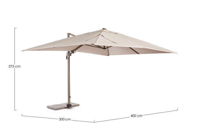 Parasol ogrodowy 300x400cm BOLZANO Santorino aluminium piaskowy