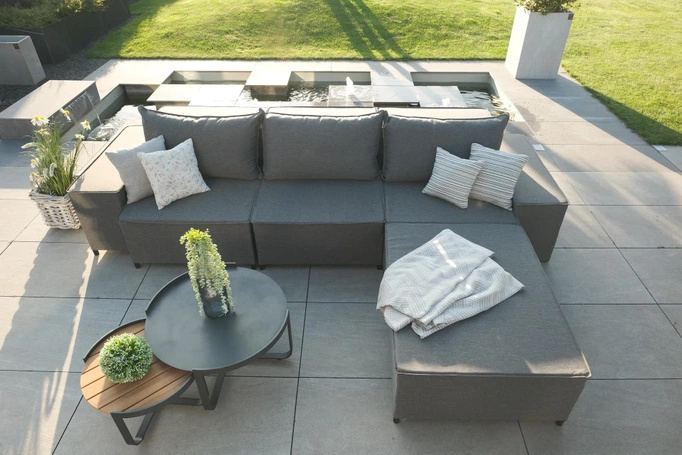 Narożnik ogrodowy 340x230 cm BOLZANO Modern jasno szary wyprzedaż ekspozycji