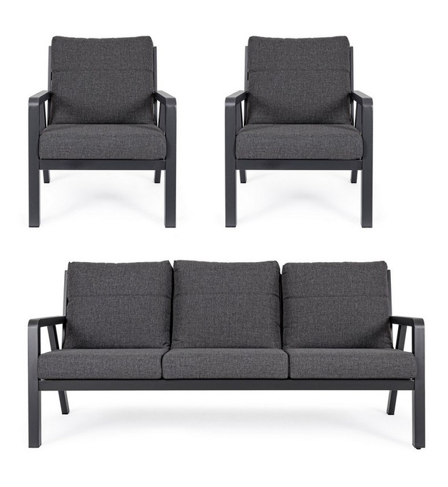 BOLZANO Zestaw mebli ogrodowych sofa + 2 fotele Titano antracytowy 