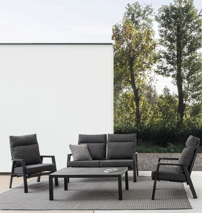 Stolik kawowy ogrodowy 120x70cm BOLZANO Kanva aluminum  antracyt