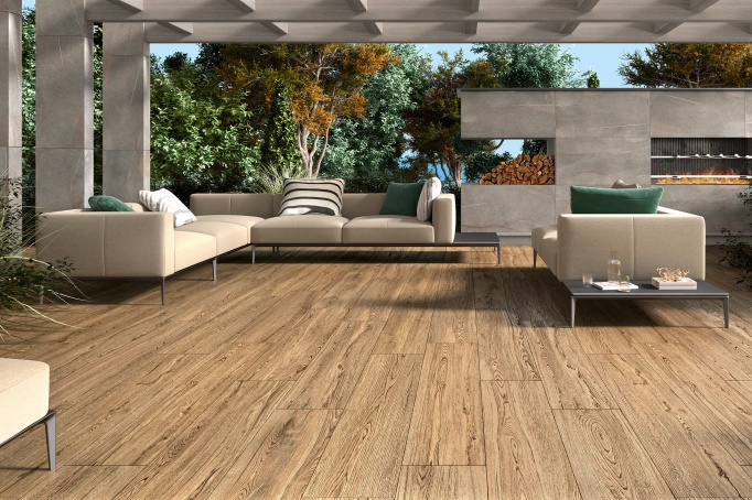 Płytka tarasowa 2cm  Novabell Nordic Wood Blonde Flamed 30x120 drewnopodobna brązowy