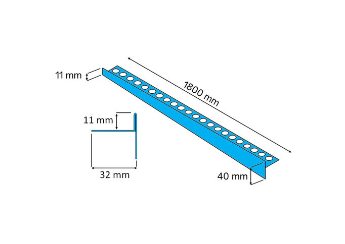 Listwa spadkowa krawędziowa, Lewa czarna matowa 180cm LSBL-0304