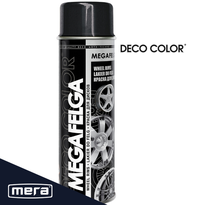 Spray Deco Color Megafelga Black Gloss RAL9005 pro ráfky a Hubcaps 500ml
