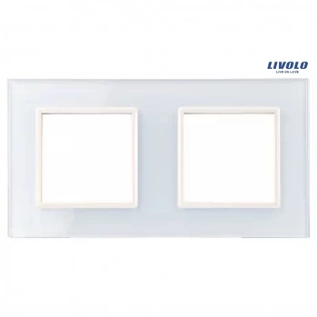 Livolo panel szklany biały ramka podwójna gniazda GPF-2-61