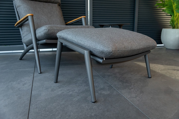 Fotel ogrodowy z podnóżkiem BOLZANO Incanto aluminium antracyt