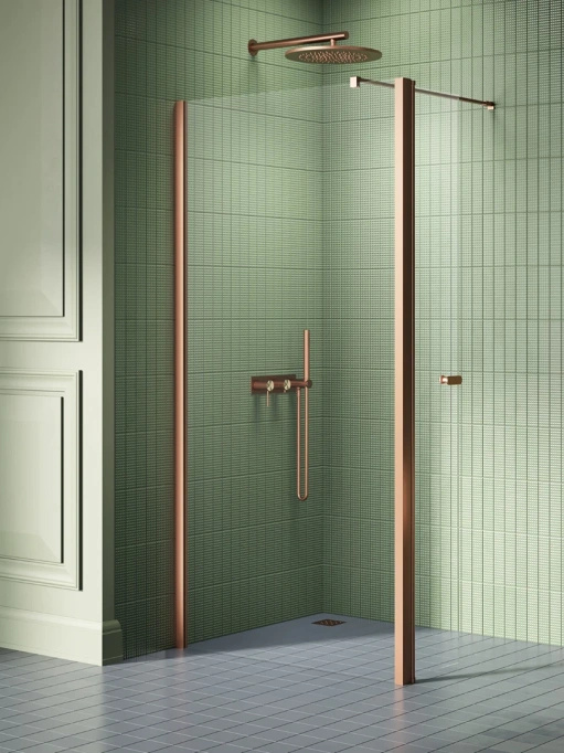 KABINA PRYSZNICOWA WALK-IN Z DODATKOWĄ ŚCIANKĄ NEW SOLEO COPPER BRUSHED U 90X195 - EKSPOZYCJA