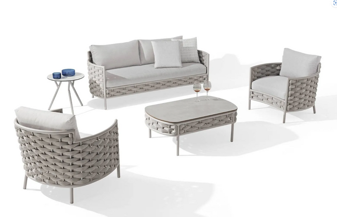 Sofa ogrodowa dwuosobowa LOOP beżowa aluminium