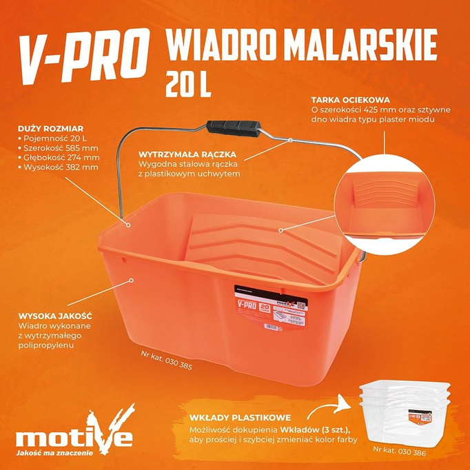MOTIVE WIADRO MALARSKIE V-PRO 20L  (do wałka 46cm)