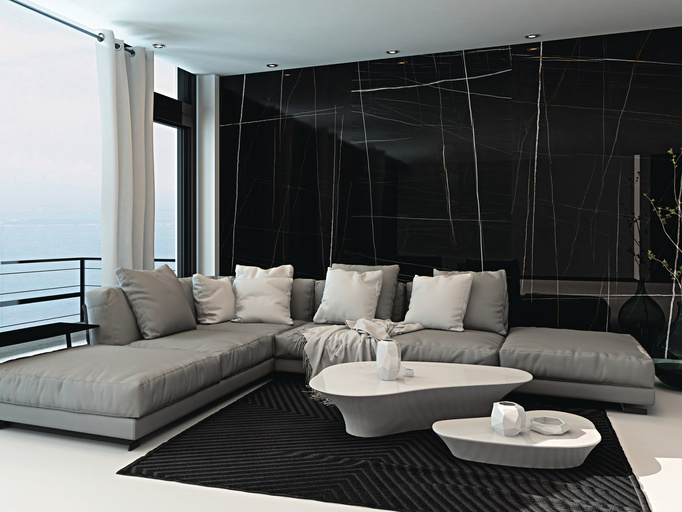 Płytka wielkoformatowa Italgraniti Marble Experience Sahara Noir ścienno-podłogowa lappato 120x280 6 mm imitacja marmuru czarny
