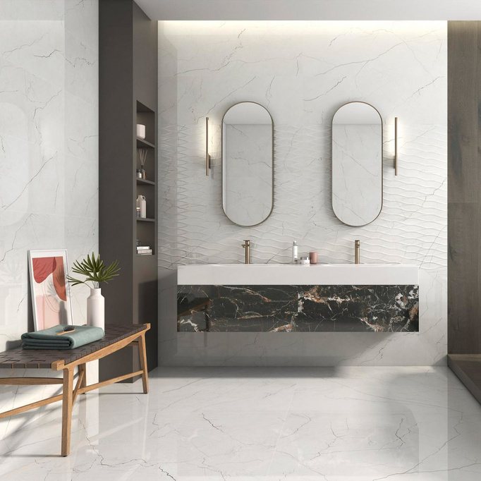 Płytka ścienno-podłogowa mat 120x120 10,7mm imitacja marmuru biały