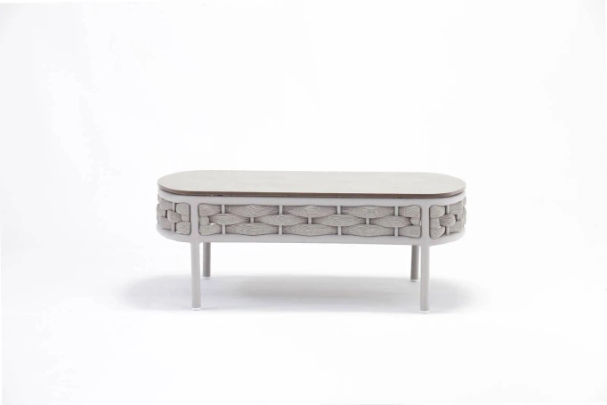 Stolik kawowy LOOP 107×69cm prostokątny beżowy aluminium