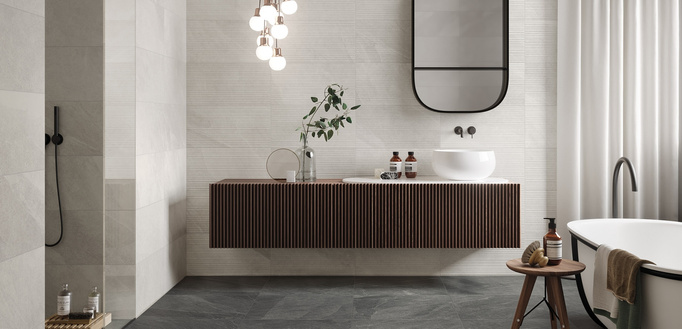 Płytka Italgraniti Shale Ribbed Moon ścienno-podłogowa mat 60x120 3D szary