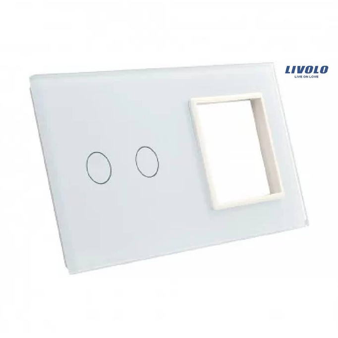 Livolo panel szklany biały podwójny 702G-61 włącznik 2 + gn