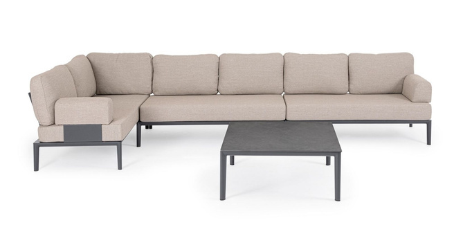 Sofa narożnikowa BOLZANO Giacomo aluminium beż/antracyt