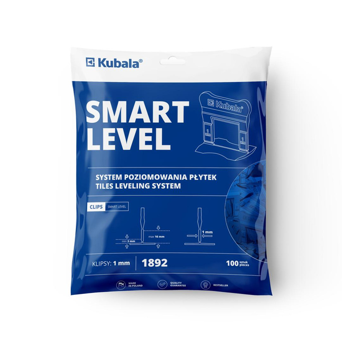 Kubala SMART LEVEL Klipsy 1mm do poziomowania płytek 100szt 1892