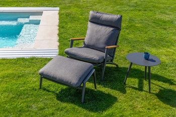 Fotel ogrodowy z podnóżkiem BOLZANO Incanto aluminium antracyt