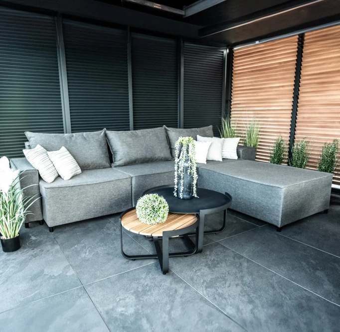 Narożnik ogrodowy 340x230 cm BOLZANO Modern jasno szary wyprzedaż ekspozycji