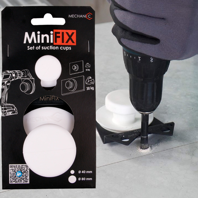DISTAR MECHANIC Zestaw 2 przyssawek do płytek z szablonem do wiercenia MiniFix