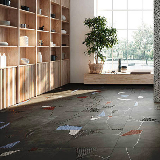 Fioranese Kintsugi Tile Japonsko Hibi Darkness Wall-Pogowe Mat 60,4x60.4 10 mm napodobování Stone Mix