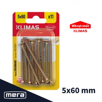 Wkręt-met wkręty hartowane do drewna z łbem stożkowym 5x60 11szt.