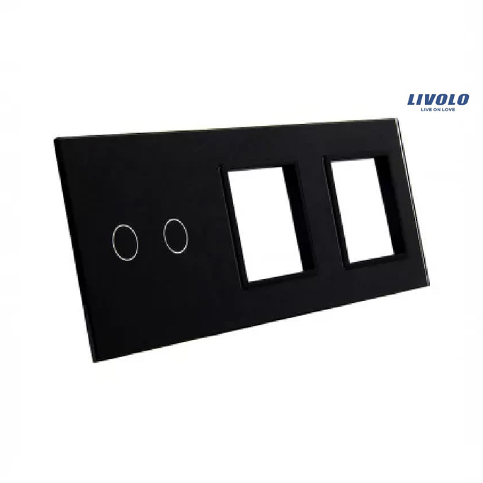 Livolo panel szklany czarny potrójny 702GG-62 włącznik 2+gn+gn