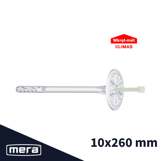 Wkręt-met kołki LTX do styropianu wbijane z trzpieniem tworzywowym z krótką strefą rozpierania 10x260 100 szt.