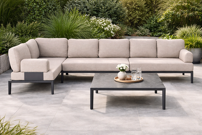 Sofa narożnikowa BOLZANO Giacomo aluminium beż/antracyt