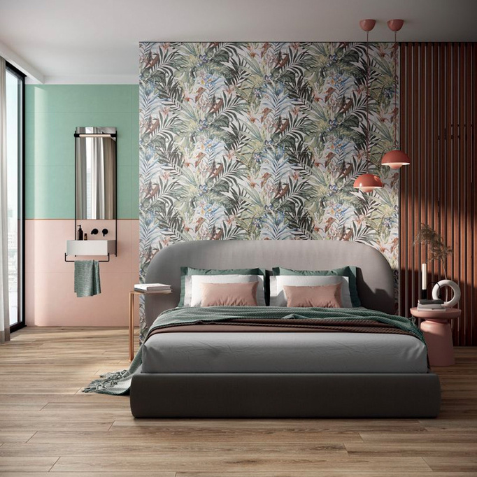 Płytka ścienna mat 60x120 motyw roślinny mix