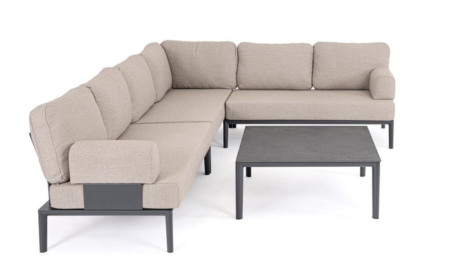 Sofa narożnikowa BOLZANO Giacomo aluminium beż/antracyt