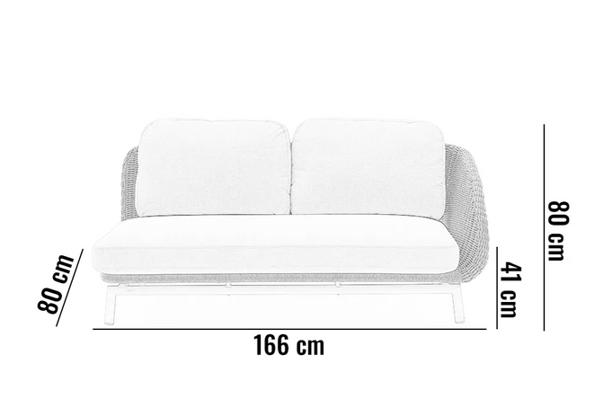 Sofa ogrodowa SCOOP 166×80cm  lewostronna jasna szara aluminium