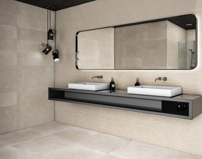 Płytka Durstone Villa Ibiza Earth ścienna mat 31x98 imitacja kamienia beżowy