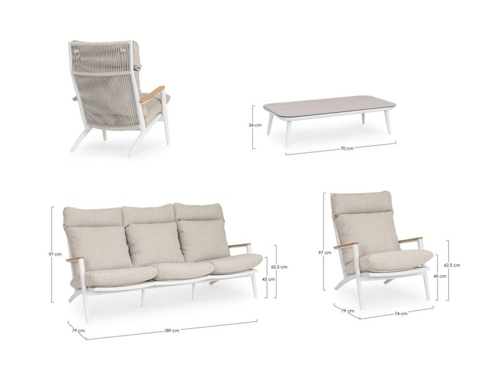 Meble Ogrodowe BOLZANO Ibiza aluminium biały