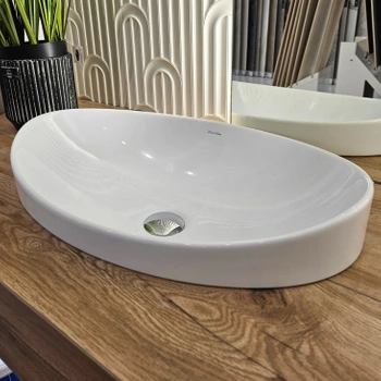 Umywalka wpuszczana 55x33 cm biały połysk owalna Boat DESSI HOME